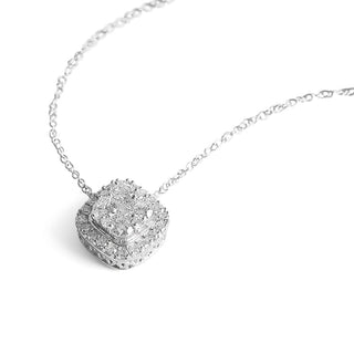 1/2 Carat Dice Shaped Halo Lab Grown Diamond Pendant Necklace in Sterling Silver-18"