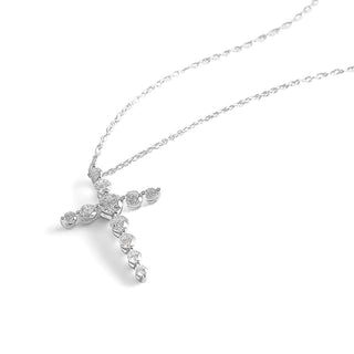 3/4 Carat Lab Grown Diamond Studded Cross Pendant Necklace in Sterling Silver-18"