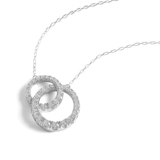 3/4 Carat Overlapping Ring Lab Grown Diamond Pendant Necklace in Sterling Silver-18"