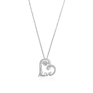 1/10 Carat Love Heart Lab Grown Diamond Pendant Necklace in Sterling Silver-18"