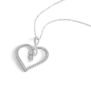 3/8 Carat Heart 52 Stone Lab Grown Diamond Pendant Necklace in Sterling Silver-18"