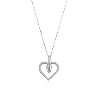 3/8 Carat Heart 52 Stone Lab Grown Diamond Pendant Necklace in Sterling Silver-18"