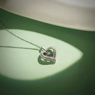 1/4 Carat Heart Shaped 3-Lines Diamond Pendant Necklace with Centre Cluster in Sterling Silver