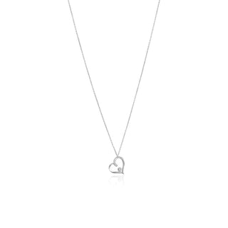 1/10 Carat Heart Shaped Diamond Pendant Necklace with Cluster in Sterling Silver