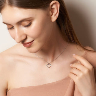 1/8 Carat Sleek Heart Shaped Diamond Pendant Necklace in Sterling Silver