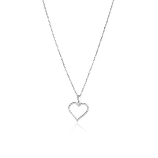 1/8 Carat Sleek Heart Shaped Diamond Pendant Necklace in Sterling Silver