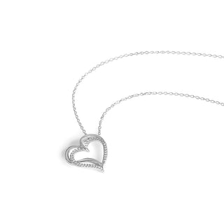 1/8 Carat Twin Hearts Pendant Necklace in Sterling Silver