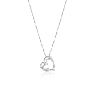 1/8 Carat Twin Hearts Pendant Necklace in Sterling Silver
