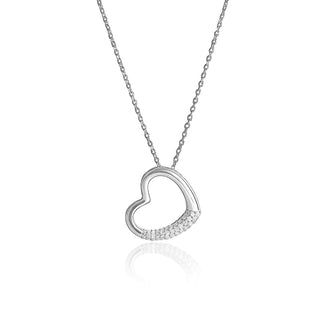 1/6 Carat Heart Shaped Diamond Pendant Necklace in Sterling Silver