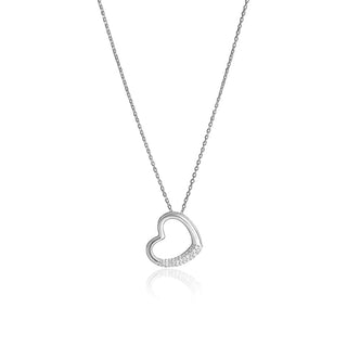 1/6 Carat Heart Shaped Diamond Pendant Necklace in Sterling Silver