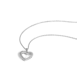 1/4 Carat Heart Shaped Diamond Pendant Necklace with Pointed Edges in Sterling Silver