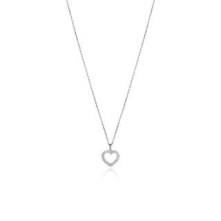 1/4 Carat Heart Shaped Diamond Pendant Necklace with Pointed Edges in Sterling Silver