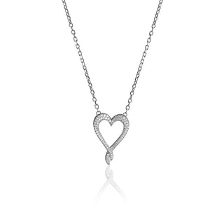 1/4 Carat Fully Studded Heart Shaped Diamond Pendant Necklace in Sterling Silver