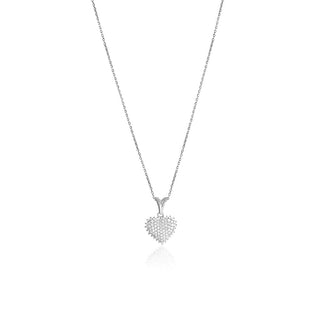 3/4 Carat Fully Studded Heart Shaped Diamond Pendant Necklace in Sterling Silver