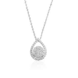 3/8 Carat Oval Shaped Lab Grown Diamond Pendant Necklace in Sterling Silver-18"