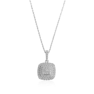 1 Carat Multi Frame Lab Grown Diamond Studded Pendant Necklace in Sterling Silver-18"