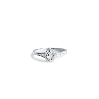 1/5 Carat Tear Drop Diamond Engagement Ring in Sterling Silver