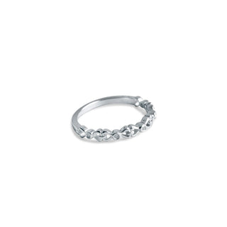 Bow-shaped Band Diamond Ring in Sterling Silver
