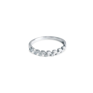 1/10 Carat Leaf-Shaped Diamond Band Ring in Sterling Silver