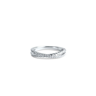 1/10 Carat Crisscross Diamond Band Ring in Sterling Silver