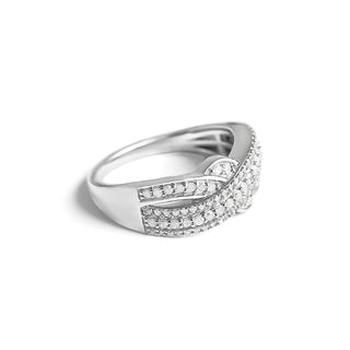 0.50 Carat Woven Criss-cross Diamond Ring in Sterling Silver
