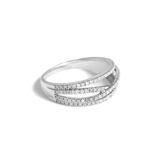 0.50 Carat Simple Criss-cross Diamond Band Ring in Sterling Silver