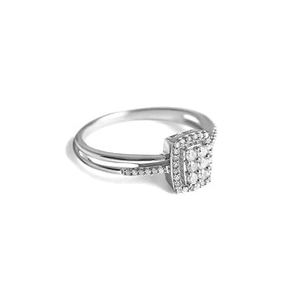 0.25 Carat Rectangular Statement Diamond Ring in Sterling Silver