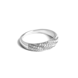 0.25 Carat Twisted Striped Diamond Band Ring in Sterling Silver