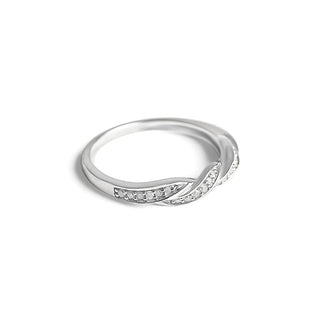 0.16 Carat Twisted Lines Diamond Band Ring in Sterling Silver