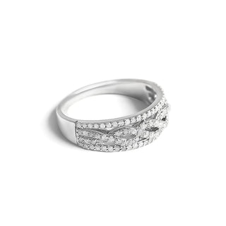 0.50 Carat Intricate Criss-cross Diamond Ring in Sterling Silver