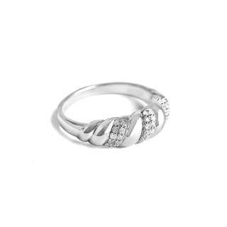 0.20 Carat Linear Arrangement Diamond Band Ring in Sterling Silver