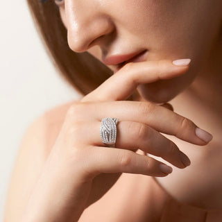 1 Carat Stunning Multi-stranded Woven Diamond Ring in Sterling Silver