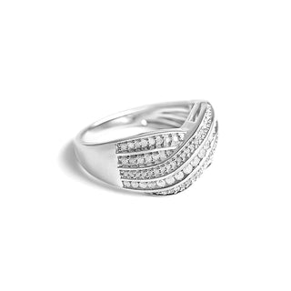 0.50 Carat Curved Diamond Band Ring in Sterling Silver