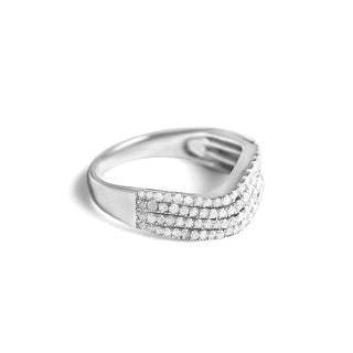0.75 Carat Irregular Waves Diamond Ring in Sterling Silver