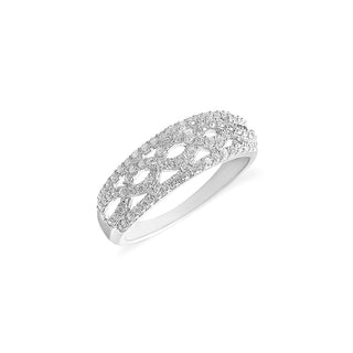 1/2 Carat Double Wave Lab Grown Diamond Band Ring in Sterling Silver