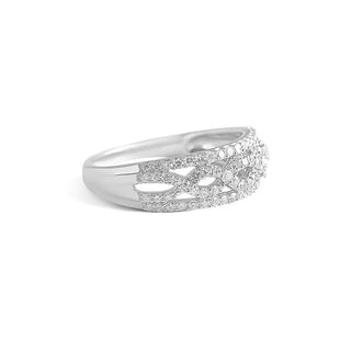 1/2 Carat Double Wave Lab Grown Diamond Band Ring in Sterling Silver
