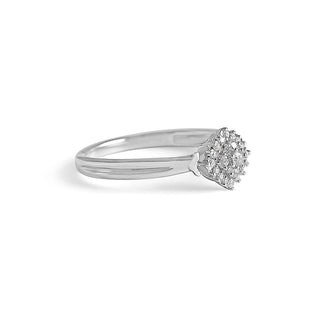 1/6 Carat Kite Shaped Lab Grown Diamond Ring in Sterling Silver