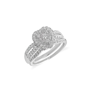 3/4 Carat Heart Shaped Lab Grown Diamond Studded Ring in Sterling Silver