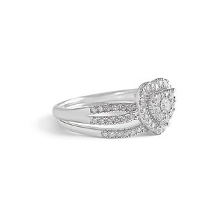 3/4 Carat Heart Shaped Lab Grown Diamond Studded Ring in Sterling Silver
