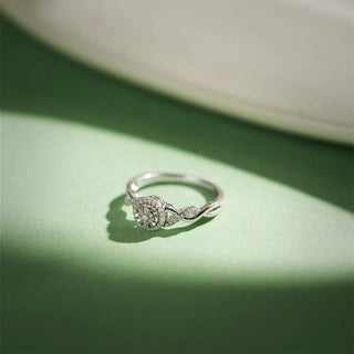 1/8 Carat Twisted Ends and Round Cluster Diamond Ring in Sterling Silver