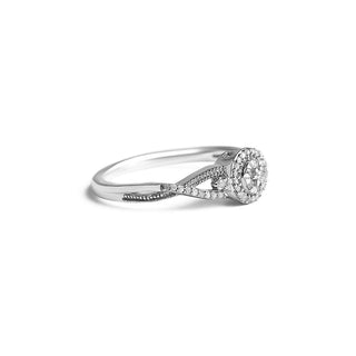 1/6 Carat Centre Cluster with Twisted Diamond Band Ring in Sterling Silver