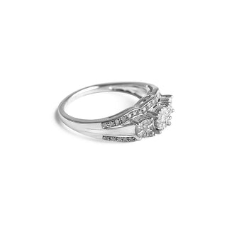 1/4 Carat 3 Clusters Diamond Ring in Sterling Silver