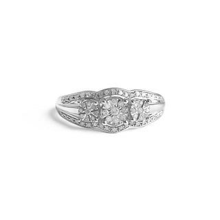 1/4 Carat 3 Clusters Diamond Ring in Sterling Silver