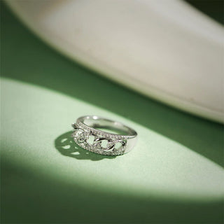 1/4 Carat Diamond Ring with Interlinked Diamond Circles Ring in Sterling Silver