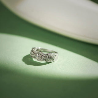 1/4 Carat Diamond Criss Cross Waves Ring in Sterling Silver