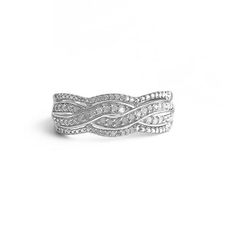 1/4 Carat Diamond Criss Cross Waves Ring in Sterling Silver