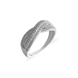 1/4 Carat Diamond Crossover Ring in Sterling Silver