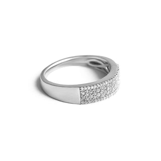 1/4 Carat Centre Studded Diamond Band Ring in Sterling Silver