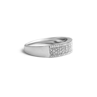 1/4 Carat Centre Studded Diamond Band Ring in Sterling Silver