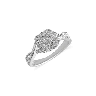 1/2 Carat Charming Multi Frame Cushion Shaped Lab Grown Diamond Ring in Sterling Silver